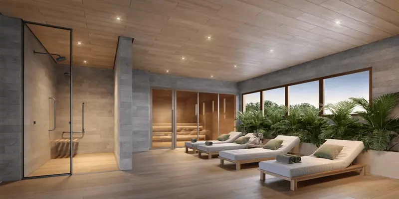 Espaço de bem-estar com área de relaxamento, Nova Vivere, em imagem ilustrativa