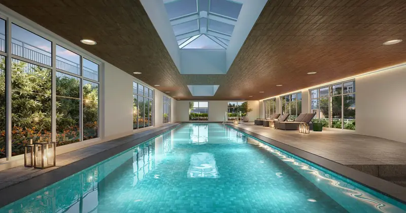 Piscina coberta com iluminação natural, Reserva, em imagem ilustrativa