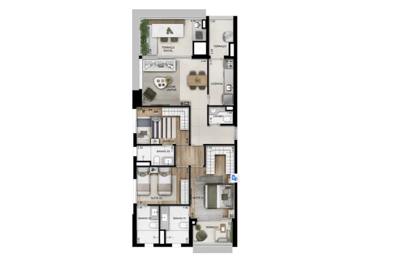 Planta de 105 m² do Nova Vivere