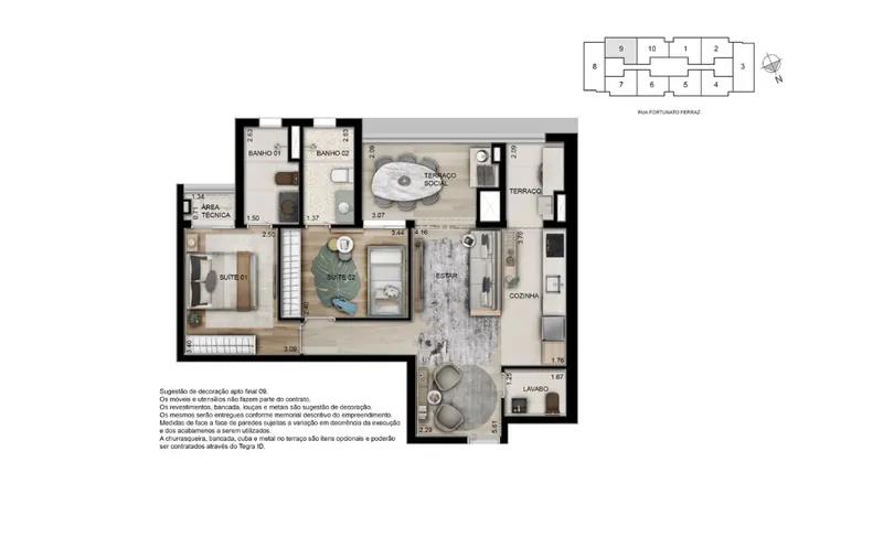 Planta de 72 m² do Nova Vivere